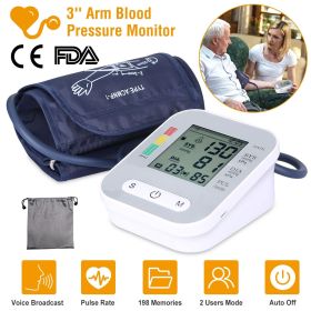 Digital Arm Blood Pressure Monitor LCD Digital Heart Beat  Gauge Health Test w/Voice