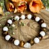 Bracelet Tiger's Eye & White Howlite Gemstone Bracelet 7.25" (18.4 cm) Natural Stone Healing Jewelry for Women