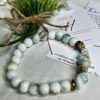 Men Bracelet, White Howlite and Amazonite Beaded  Bracelet  7.25  Natural Stone Healing Jewelry