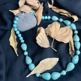 Necklace Handmade Turquoise Bead Natural Gemstone Jewelry for Women, Boho Statement Necklace, Gift for Her, Healing Crystal Jewelry