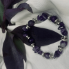 Purple Agate Chip Bracelet with Silver Spacers, Healing Stone Stretch Bracelet for Women, Bohemian Elegant Jewelry Gift