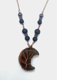 EMF 5G Shielding Silver Necklace Crescent Moon Tigers Eye Shungite Hematite Black Tourmaline