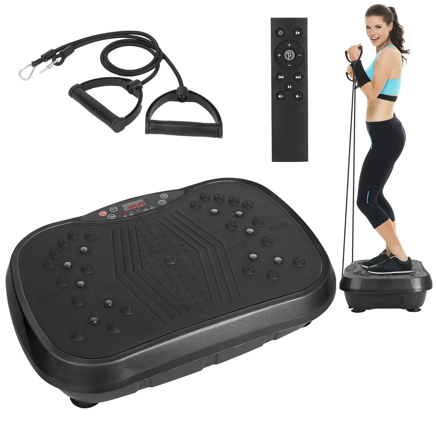 Vibration Exercise Machine Vibrating Plate Platform Whole Body Fitness Vibration Workout Equipment with 120 Speeds 1-20Mins Timer Resistant Bands Remo Vibration Exercise Machine Vibrating Plate Platform Whole Body Fitness Vibration Workout Equipment with 120 Speeds 1-20Mins Timer Resistant Bands Remo