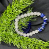 Bracelet White Stone Bead & Blue Stone Chip Bracelet  Handmade Natural Gemstone Jewelry for Healing, Balance & Style  7.25" (18.4 cm)