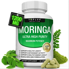 Moringa Capsules 1200mg - Pure Moringa Powder For Immune, Gut Health 90 Capsules