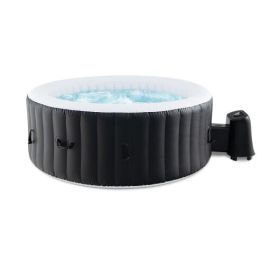 70/80 Inches Round SPA Pool Hottub with 110/130 Air Jets Electric Heater Pump-S - Color: Black - Size: S