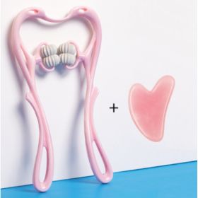 Multifunctional Manual Six-wheel Neck Massager Massage Relieve Roller Massage Tool (Option: Pink4 rollers suit)