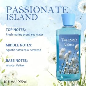 12 Scents,10 Oz. Unisex Shower Gel,body Wash. Large Size, Gently Cleanses And Moisturizes, Enriched With Aloe Vera And Vitamin E. (Option: Passionate Island)