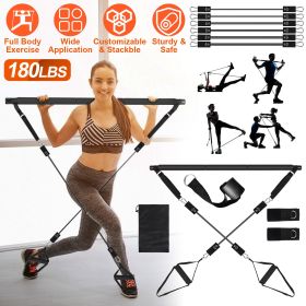 Pilates Bar Kit with 100LBS Resistance Bands Multifunctional Pilates Yoga Toning Bar Full Body Exercise Equipment Set (Specification: 180LB.)