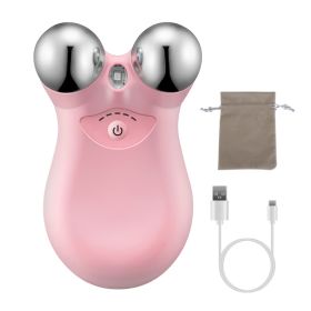 1Pc Micro-current Face Massager Rechargeable Face Neck Roller Intelligent Facial Massager With 5 Gears (Option: Pink)