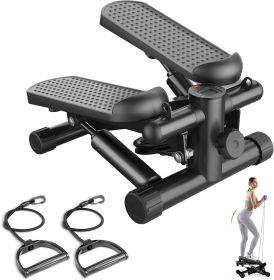 Mini Stepper with Resistance Bands, Portable Full Body Workout Stepper Machine Adjustable Foot Stepper for Fitness (coclo: black)